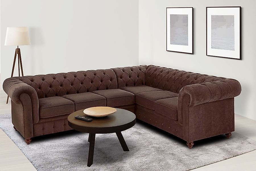 Home affaire Chesterfield-Sofa "Chesterfield Ecksofa, auch in Leder L-Form" günstig online kaufen
