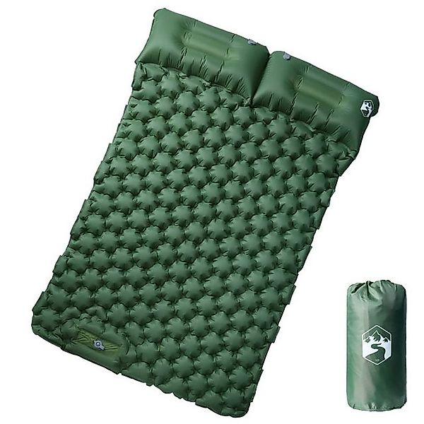 vidaXL Luftbett Doppel-Isomatte mit Kissen Selbstaufblasend Grün Camping Ou günstig online kaufen