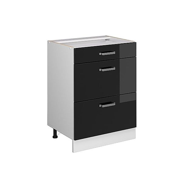 Vicco Schranksystem R-Line, Schwarz Hochglanz/Weiß, 60cm günstig online kaufen