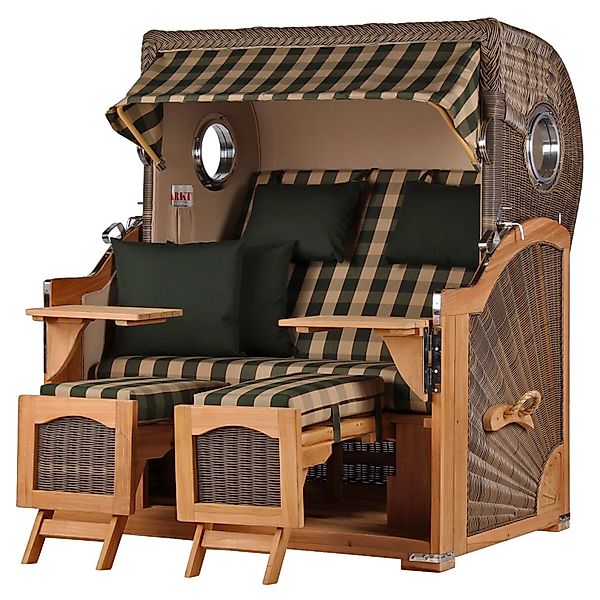 bene,iving Strandkorb Komplettset Ammersee Grande XL Teak Bullauge PE Grau günstig online kaufen