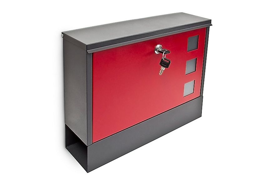 relaxdays Aufbewahrungsbox Briefkasten zweifarbig Farbauswahl, Schwarz-Rot günstig online kaufen