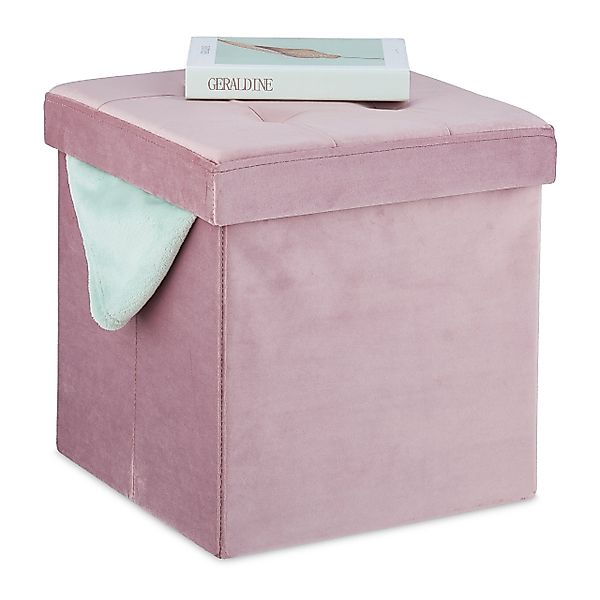 relaxdays Stauraumhocker Rosa Hocker aus Samt günstig online kaufen