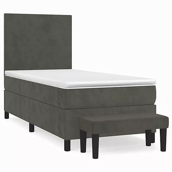 furnicato Bett Boxspringbett mit Matratze Dunkelgrau 100x200 cm Samt (1-tlg günstig online kaufen