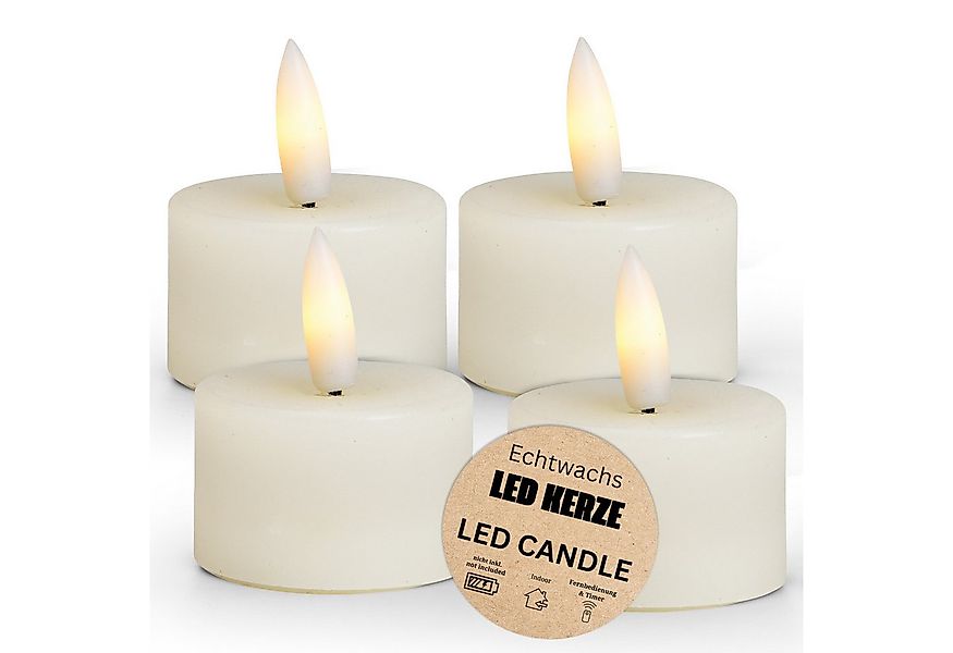 matches21 HOME & HOBBY LED-Kerze LED Teelichter 4er Set Wachs, Flamme flack günstig online kaufen