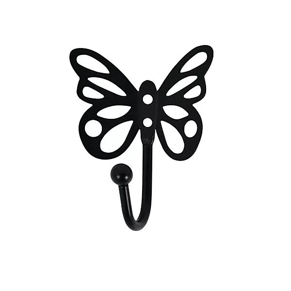 Garderobenhaken Butterfly schwarz pulverbeschichtet Metall B/H/T: ca. 8,5x1 günstig online kaufen