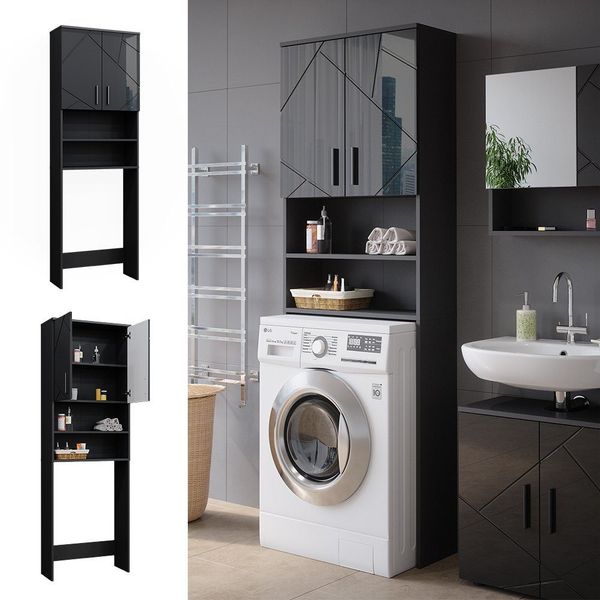 Vicco Waschmaschinenumbauschrank Irma, Anthrazit Hochglanz/Anthrazit, 64 günstig online kaufen