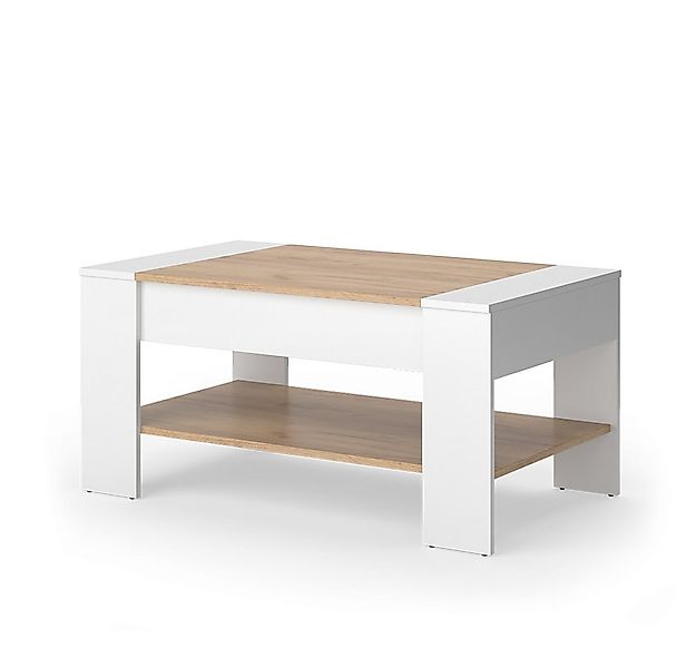 Vicco Couchtisch August, Goldkraft Eiche/Weiß, 99.6 x 58.8 cm mit Schublade günstig online kaufen