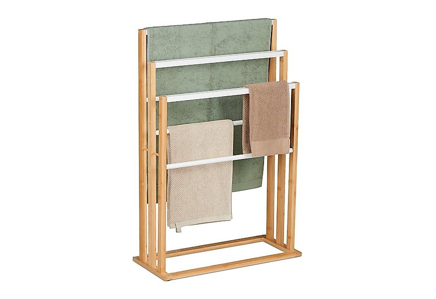 relaxdays Handtuchhalter Bambus Handtuchständer 6 Stangen günstig online kaufen