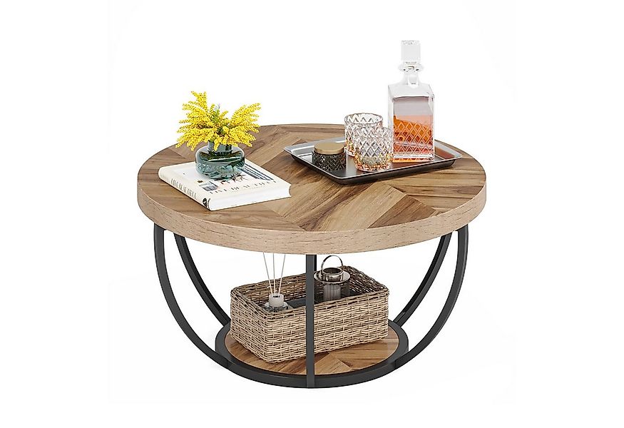 Tribesigns Couchtisch Runde Kaffeetisch Beistelltisch, Industrial 2-Tier-Kr günstig online kaufen