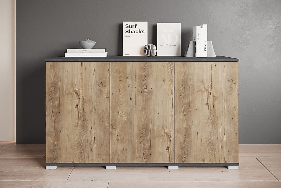 OTTO home Sideboard Kenia, moderne grifflose Kommode mit 3 Türen, Breite 12 günstig online kaufen