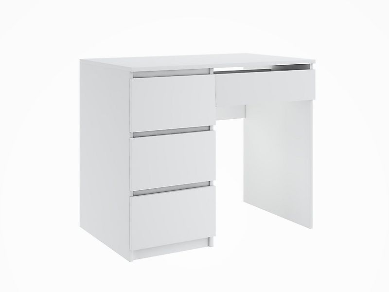 Furnify Computertisch 90 cm HADES mit 4 Schubladen, Linksseitiger, Weiß günstig online kaufen