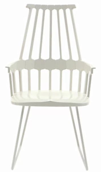 Sessel Comback plastikmaterial weiß oval - Version Schlitten - Kartell - We günstig online kaufen