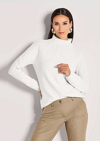 MADELEINE Strickpullover Glanzvoller Wollpullover mit Glattstrick Winterpul günstig online kaufen