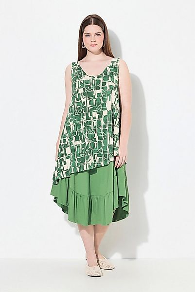 Ulla Popken Jerseykleid Midikleid A-Linie V-Ausschnitt ärmellos günstig online kaufen