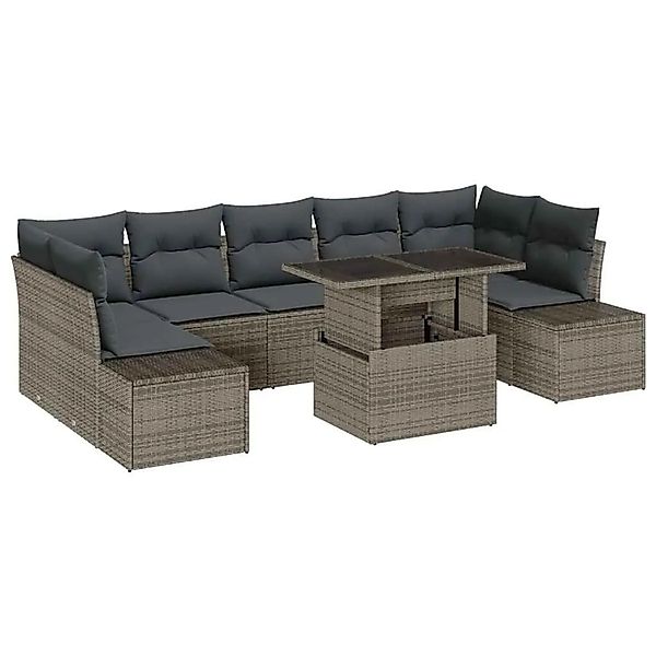 vidaXL Sofa Set mit Kissen 8-Tlg Grau Poly-Rattan 3349135 günstig online kaufen