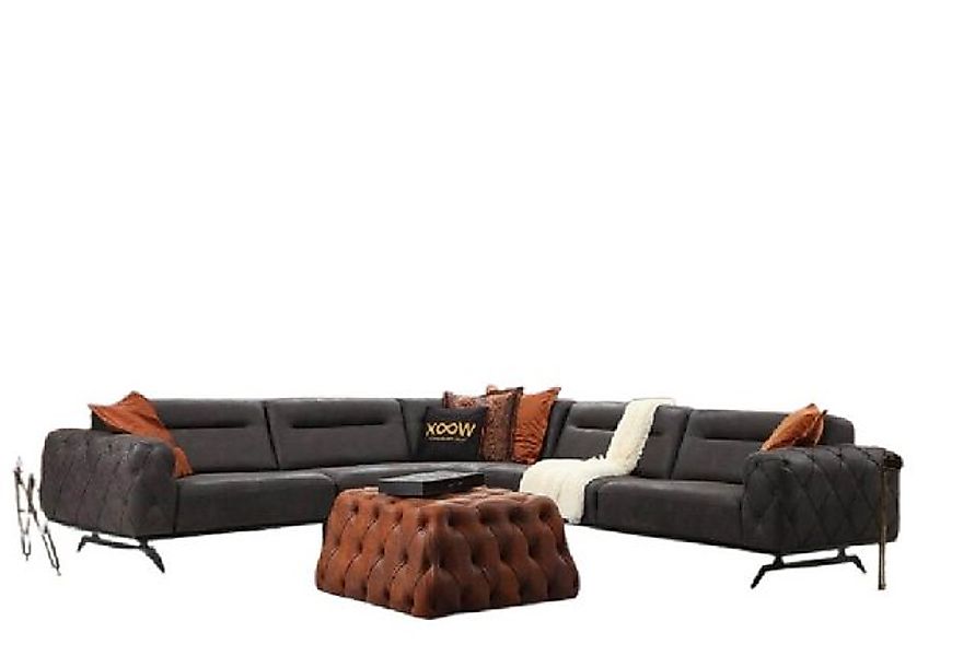 Xlmoebel Ecksofa L-förmiges Ecksofa aus Stoff in Grau - bequemes Polstersof günstig online kaufen