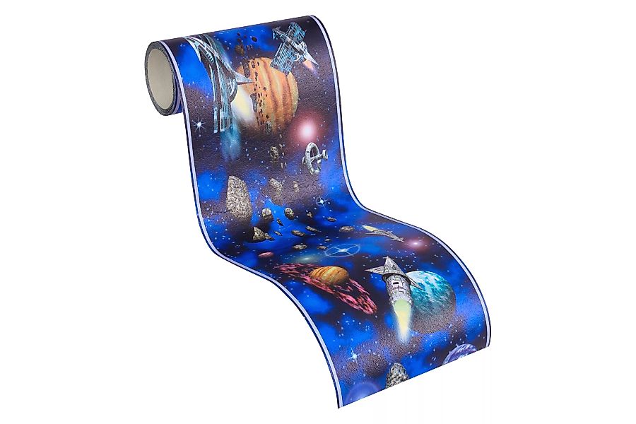 Bricoflor Coole Jungs Tapete mit Weltraum Blaue Tapetenbordüre Selbstkleben günstig online kaufen