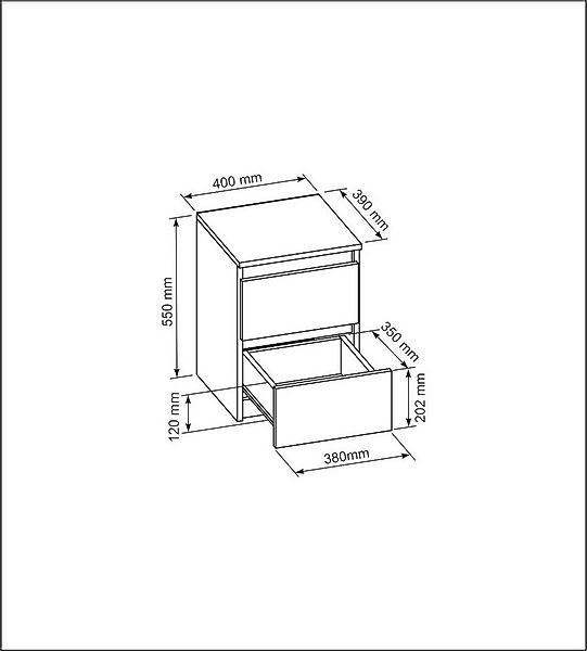 meble masztalerz Nachttisch Modernes Design mit glatten Seiten, belüftet un günstig online kaufen