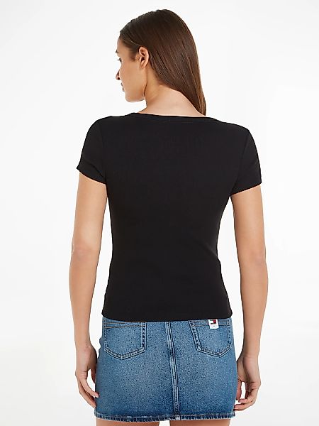 Tommy Jeans Kurzarmshirt "TJW SLIM ESSENTIAL RIB V SS", mit gerippter Struk günstig online kaufen