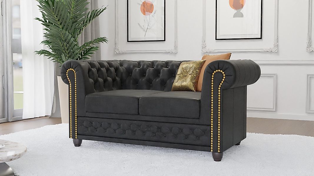 S-Style Möbel Chesterfield-Sofa Anton 2-Sitzer Sofa günstig online kaufen