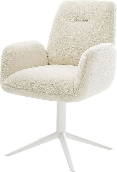 DELIFE Polsterstuhl Zoa-Flex, Fußkreuz Weiß Teddystoff günstig online kaufen