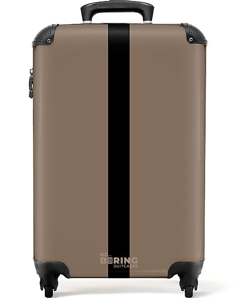 NoBoringSuitcases.com© Hartschalen-Trolley Hellbraun mit schwarzem Streifen günstig online kaufen