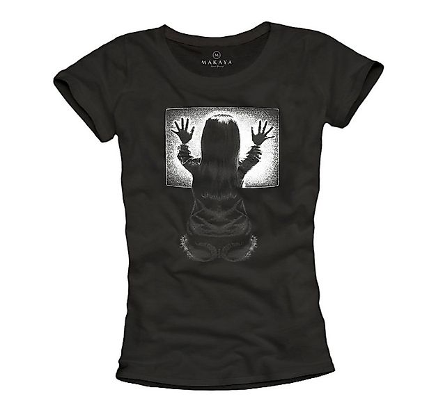 MAKAYA T-Shirt Damen Top Schwarz Poltergeist Horror Gamer Motiv Frauen Dame günstig online kaufen