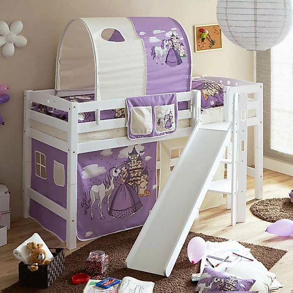Mädchenbett mit Rutsche Prinzessin Design günstig online kaufen