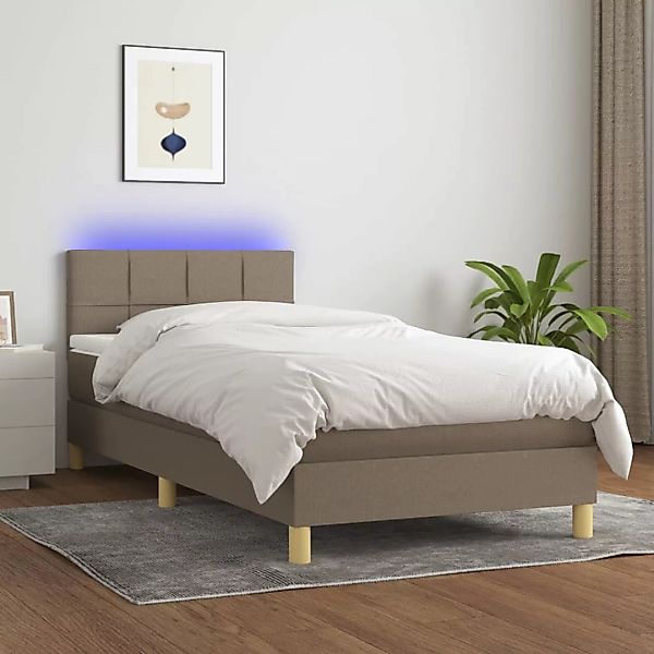 Vidaxl Boxspringbett Mit Matratze & Led Taupe 100x200 Cm Stoff günstig online kaufen