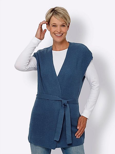 Sieh an! Strickweste Long-Strickweste Ärmellos Rippoptik günstig online kaufen