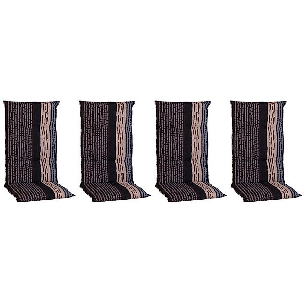 Beo Sitzauflage Hochlehner Bangui 4er-Set gestreift Grau-Ecru günstig online kaufen