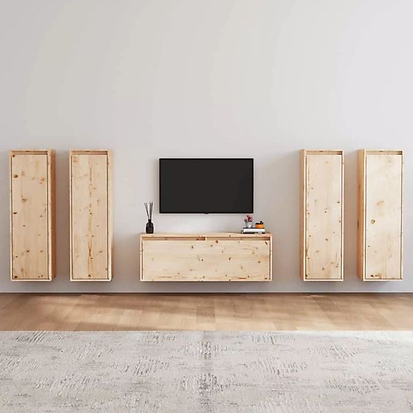 vidaXL TV-Schrank TV-Schränke 5 Stk Massivholz Kiefer Lowboard Lowboard günstig online kaufen