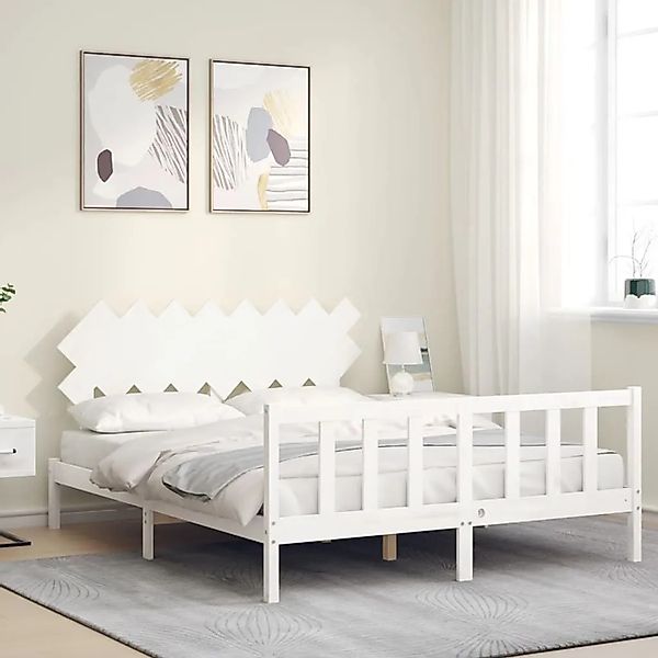 vidaXL Massivholzbett ohne Matratze Weiß 160x200 Kiefernholz 3193477 günstig online kaufen