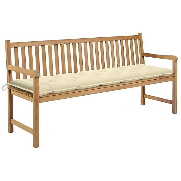 vidaXL Gartenbank mit Cremeweißer Auflage 175 cm Massivholz Teak 3062801 günstig online kaufen
