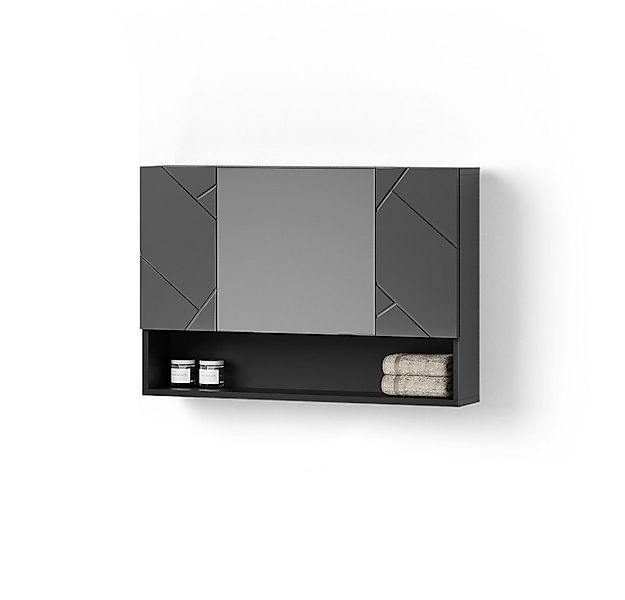 Livinity® Badezimmerspiegelschrank Ronco, Anthrazit Hochglanz, 80.1 x 55 cm günstig online kaufen