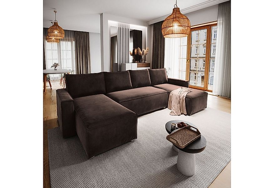 Masseno Ecksofa DENI mit Schlaffunktion U-Form, Sofa mit Bettkasten günstig online kaufen