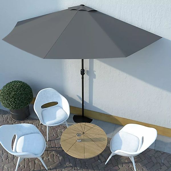 Balkon-sonnenschirm Mit Alu-mast Anthrazit 300×150 Cm Halbrund günstig online kaufen