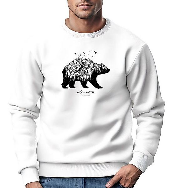 Neverless Sweatshirt Sweatshirt Herren Bär Abenteuer Berge Wald Bear Mounta günstig online kaufen