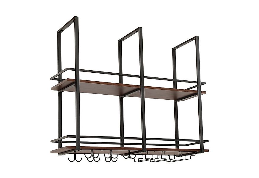 en.casa Weinregal, »Hubro« mit Glashalterung 100 x 30 x 85 cm Schwarz/Walnu günstig online kaufen