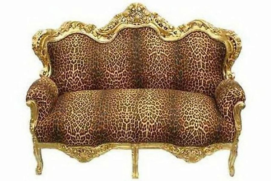 Casa Padrino Sofa Barock Sofa Garnitur Master Leopard / Gold - Barock Möbel günstig online kaufen