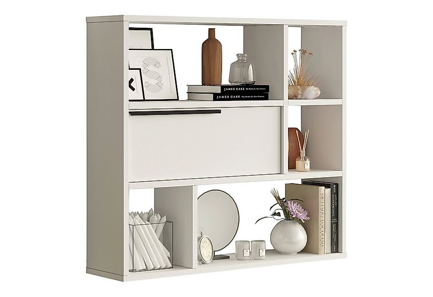en.casa Wandregal, »Vesanto« mit einer Klapptür 90 x 22 x 81 cm Weiß günstig online kaufen