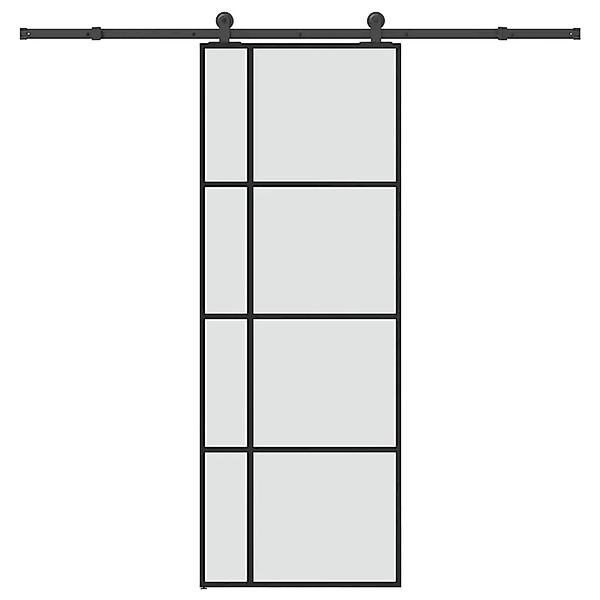 vidaXL Schiebetür mit Beschlag 76x205 cm ESG-Glas & Aluminium 3332912 günstig online kaufen