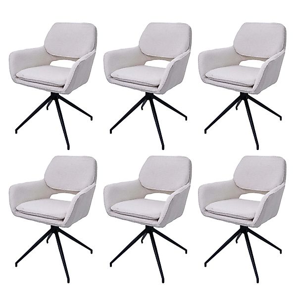MCW Esszimmerstuhl N74 6er-Set Stoff Boucle 540g/m² Creme günstig online kaufen