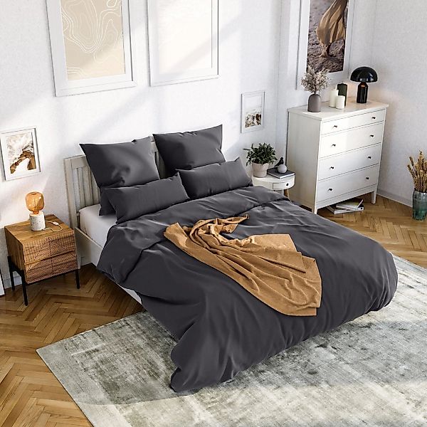 Wolkenfeld Bettwäsche "Mikrofaser 4 tlg - Allergiker Bettwäsche einfarbig - günstig online kaufen
