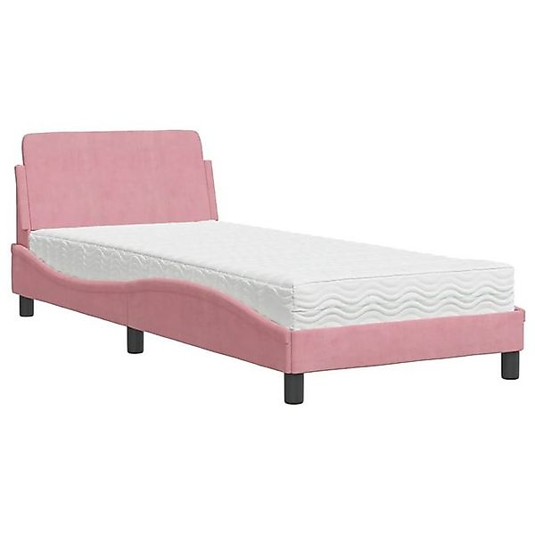 vidaXL Bett Bett mit Matratze "Dover" Rosa 90x200 cm Samt günstig online kaufen