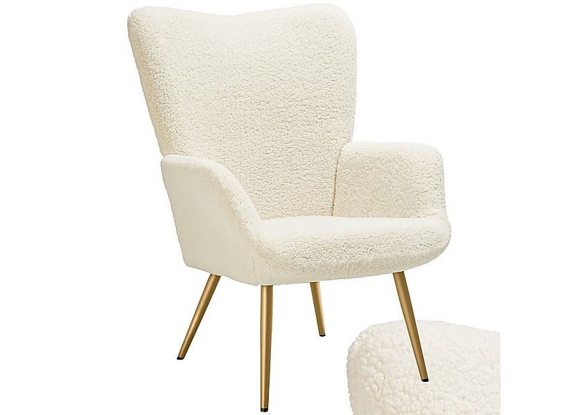 tectake Relaxsessel Sessel Hygge gepolstert, Bouclé-Stoff, Belastbarkeit 15 günstig online kaufen