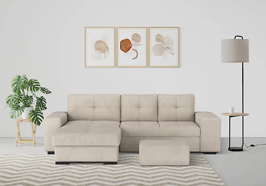 COTTA Ecksofa »Mattina L-Form«, mit Hocker, wahlweise mit Bettfunktion & Be günstig online kaufen