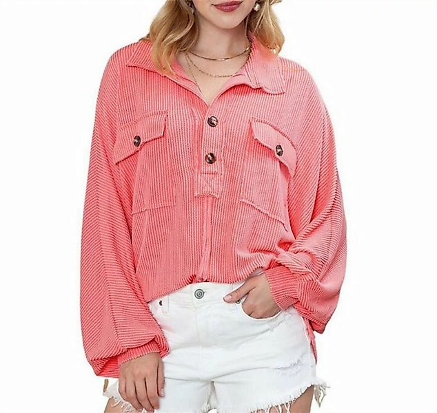AFAZ New Trading UG Hemdbluse Damen Sweatshirts Langarm einfarbiger Legerer günstig online kaufen