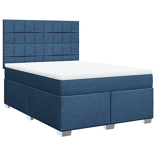 vidaXL Boxspringbett mit Matratze Blau 140x190 cm Stoff 3292789 günstig online kaufen