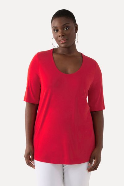 Ulla Popken T-Shirt T-Shirt vorne doppellagig günstig online kaufen